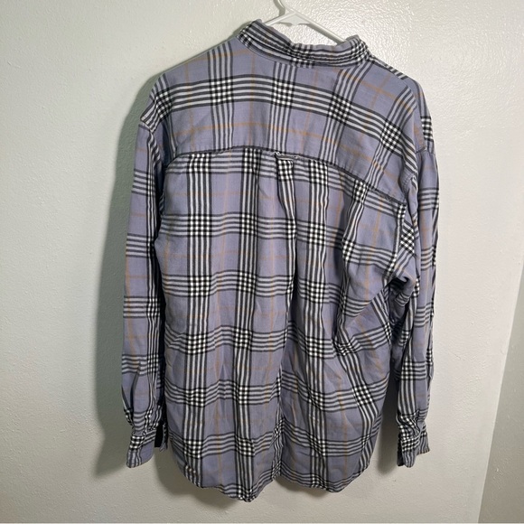 Vintage Sun River Clothing Flannel Button Down Blue Gray Plaid L - Picture 6 of 9